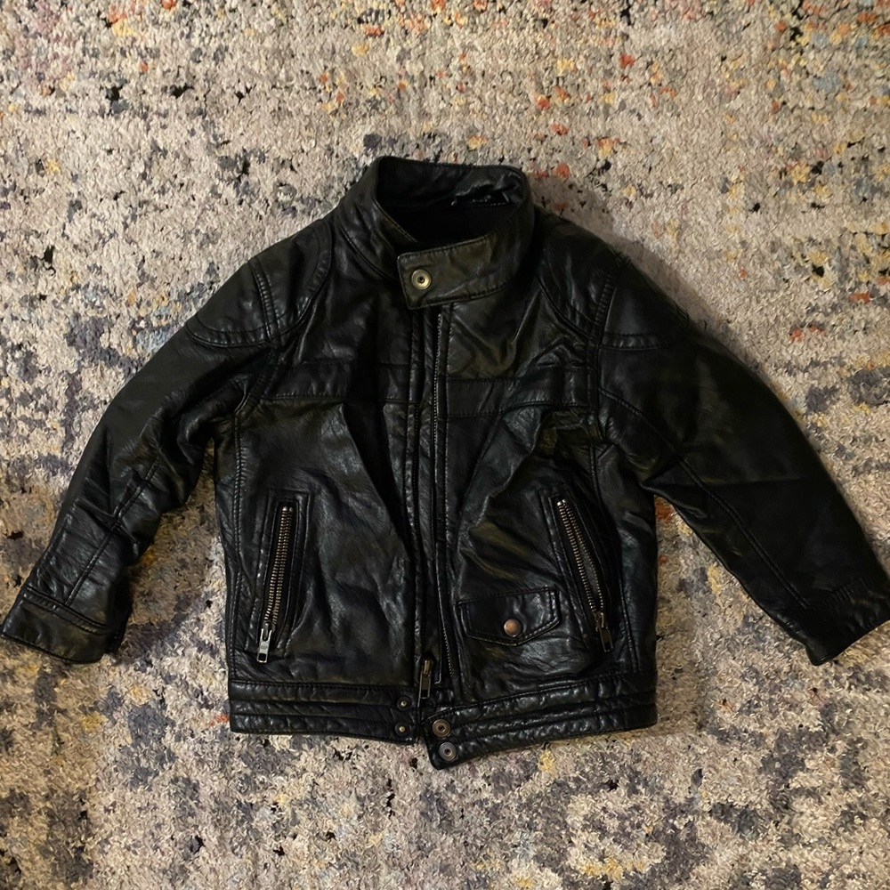 Faux black leather Moto jacket-babyGap, size 4T